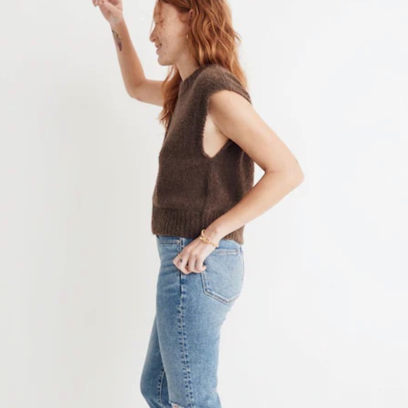 Madewell Bouclé Sweater Vest Brown XL - Picture 6 of 7